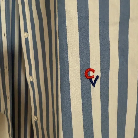 🤩 RARE Clare V Blue/White Stripe Dress w/ red embroidered sardine detail - Small - Picture 5 of 7